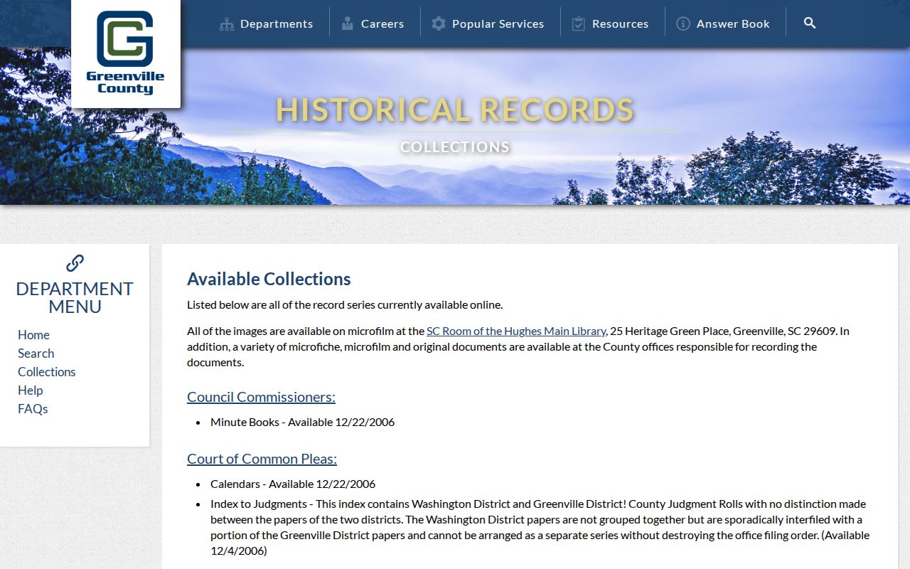 Greenville previous residents historical records catalogue